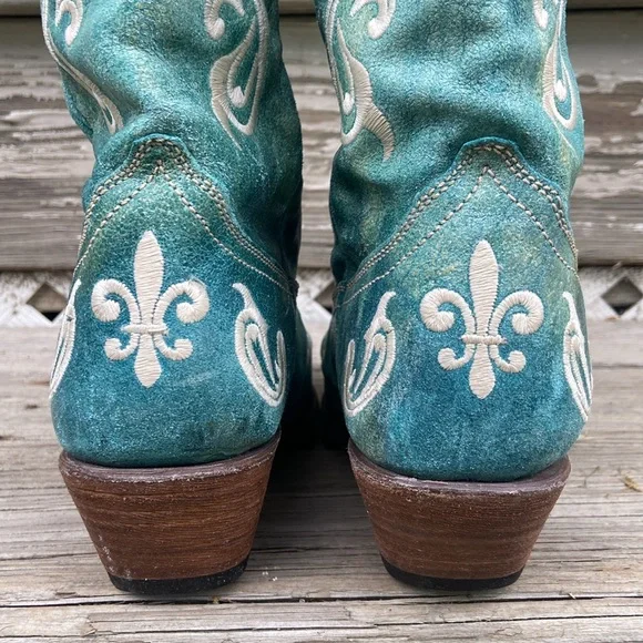 Corral Boots Turquoise Blue Leather Cortez Western Cowboy Boots Women's Size 10 - Picture 4 of 15